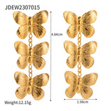 gold New Trendy Elegant Stainless Steel Earrings Female Niche Retro Fashion Butterfly Earrings Jewelry Factory Direct Sales