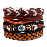 bracelets Bracelet Ins Niche Design Personalized Woven Bohemian Leather Bracelet Diy4 Set Net Red Eyes Suit