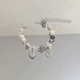 silver bracelet with dangling beads Oxygen Loss Star Cat Claw Bone Bracelet Female Ins Niche High Sense DIY Handmade Beaded All-Match Bracelet Girlfriends