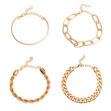 bracelets Jw68 4 PCs Set Hip Hop Cuban Bracelet Punk Metal Twisted Rope Chain Bangle Bangle Bangle Bangle Bangle Bangle