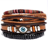 bracelets Bracelet Ins Niche Design Personalized Woven Bohemian Leather Bracelet Diy4 Set Net Red Eyes Suit