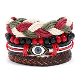 bracelets Bracelet Ins Niche Design Personalized Woven Bohemian Leather Bracelet Diy4 Set Net Red Eyes Suit