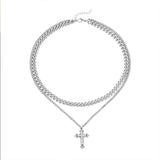 Hivava DOUBLE CHAIN CROSS CHAIN NECKLACE