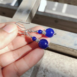 silver bracelet with dangling beads EBay 8-12mm Blue Lapis Lazuli round Beads Pendant Earrings