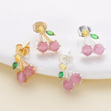 Hivava butterfly ring New Pink Cherry Elegant Sweet Stud Earrings Simple Earrings Women's Jewelry Fruit Series