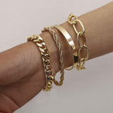 bracelets Jw68 4 PCs Set Hip Hop Cuban Bracelet Punk Metal Twisted Rope Chain Bangle Bangle Bangle Bangle Bangle Bangle