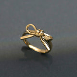 gold Bow Ring Personalized Three-Dimensional Fashion Index Finger Ring S925 Sterling Silver Ring Fashion Light Luxury Women's Bracelet