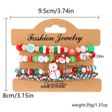 bracelets Christmas Combination Bracelet Creative Color Acrylic Santa Claus Snowflake Elastic Beaded Bracelet Christmas Suit