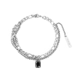 Hivava DOUBLE LAYER BLACK SQUARE CHAIN BRACELET