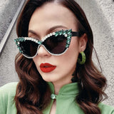 Hivava cool sunglasses Cat Eye Diamond Sunglasses New Fashion Net Red Ins Sunglasses Hip Hop Sunglasses for Women