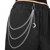 grunge outfits Jewelry Trendy Metal Ring Multi-Layer Waist Chain Women's High-Grade Retro Moon Pendant Pants Chain