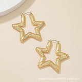 gold Hot Selling Super Large Bamboo Pattern Star Earrings Exaggerated Golden Big Circle Punk Hip Hop Earrings for Women