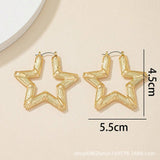 gold Hot Selling Super Large Bamboo Pattern Star Earrings Exaggerated Golden Big Circle Punk Hip Hop Earrings for Women