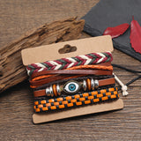 Hivava bracelets Bracelet Ins Niche Design Personalized Woven Bohemian Leather Bracelet Diy4 Set Net Red Eyes Suit