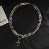 Hivava CROSS DOUBLE CHAIN NECKLACE