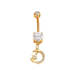 belly ring Fashion with Diamond Moon-Shaped Zircon Navel Nail Suitable for Women's Daily Wear