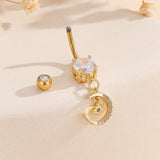 belly ring Fashion with Diamond Moon-Shaped Zircon Navel Nail Suitable for Women's Daily Wear