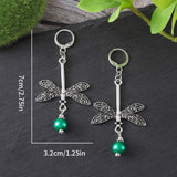 silver bracelet with dangling beads Retro Green Gemstone Dragonfly Pendant Earrings Fashion Ethnic Style Animal Tassel Earrings for Women