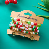 bracelets Christmas Combination Bracelet Creative Color Acrylic Santa Claus Snowflake Elastic Beaded Bracelet Christmas Suit