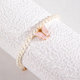 bracelets Jewelry Korean Style Fresh Pink Butterfly Pendant Bracelet Light Luxury Imitation Pearl Beaded Bracelet for Women