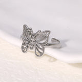 butterfly ring Elegant Butterfly Open Ring Sweet All-Match Niche 18K Gold Plated Non-Fading Stainless Steel Ring for Women