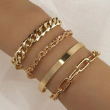 bracelets Jw68 4 PCs Set Hip Hop Cuban Bracelet Punk Metal Twisted Rope Chain Bangle Bangle Bangle Bangle Bangle Bangle