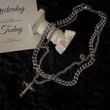 Hivava DOUBLE CHAIN CROSS CHAIN NECKLACE