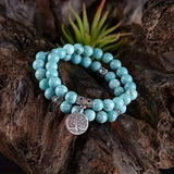 silver bracelet with dangling beads Bracelet Supply 8mm Turquoise Bracelet Two-Piece Set Wisdom Tree Bracelet Bracelet