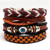 bracelets Bracelet Ins Niche Design Personalized Woven Bohemian Leather Bracelet Diy4 Set Net Red Eyes Suit