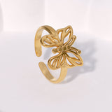 butterfly ring Elegant Butterfly Open Ring Sweet All-Match Niche 18K Gold Plated Non-Fading Stainless Steel Ring for Women