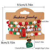 bracelets Christmas Combination Bracelet Creative Color Acrylic Santa Claus Snowflake Elastic Beaded Bracelet Christmas Suit