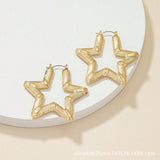 gold Hot Selling Super Large Bamboo Pattern Star Earrings Exaggerated Golden Big Circle Punk Hip Hop Earrings for Women