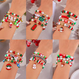 bracelets Christmas Combination Bracelet Creative Color Acrylic Santa Claus Snowflake Elastic Beaded Bracelet Christmas Suit