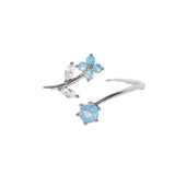 butterfly ring New Blue Mori Flower Ring Fashion Women's Elegant Diamond Blue Flower Ring