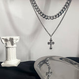 Hivava CROSS DOUBLE CHAIN NECKLACE