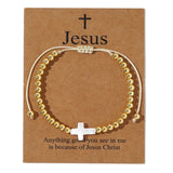 bracelets Factory Hot Style Fashion Personality Shell Cross Copper Bead Bracelet Gift Blessing Greeting Card