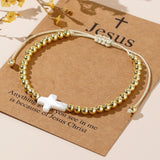 bracelets Factory Hot Style Fashion Personality Shell Cross Copper Bead Bracelet Gift Blessing Greeting Card