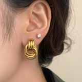 gold Double-Layer Geometric Multi-Layer Hoop Earrings Earrings Summer New Women's Fashion All-Matching Jewelry