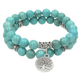 silver bracelet with dangling beads Bracelet Supply 8mm Turquoise Bracelet Two-Piece Set Wisdom Tree Bracelet Bracelet