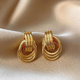 gold Double-Layer Geometric Multi-Layer Hoop Earrings Earrings Summer New Women's Fashion All-Matching Jewelry