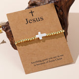 bracelets Factory Hot Style Fashion Personality Shell Cross Copper Bead Bracelet Gift Blessing Greeting Card