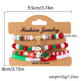 bracelets Christmas Combination Bracelet Creative Color Acrylic Santa Claus Snowflake Elastic Beaded Bracelet Christmas Suit