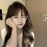 Hivava  Korean Small Clear Round Glasses Frame Women Sweet Girl Ins No Makeup Plain Glasses Men Eyewear Cute Decorative Computer Glasses