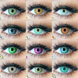 Hivava 1 Pair Halloween Lenses Color Contact Lenses Cosplay Blue Contact Lenses for Fashion party Lens Green Contact Lens