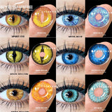 Hivava 1 Pair Halloween Colorful Contact Lenses Anime Cosplay Eye Lenses Multicolored Lenses Blue Eye Lenses Yellow Lenses