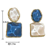 Hivava  -  Vintage Resin Geometric Square Drop Earrings for Women Charms Blue Earring White Pendant Jewelry Accessories Party Gifts