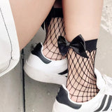 Hivava  Woman Socks Mesh Socks Bow Fishnet Ankle High Lace Fish Net Vintage Short Fashion Summer Girl kawaii Socks