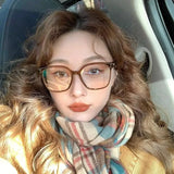 Hivava  Korean Big Square Glasses Frame Women Ins No Makeup Plain Glasses Men Eyewear Cute Decorative Computer Glasses