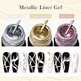 Hivava  -  5ml Metallic Liner Painting Gel Nail Polish Chrome Rose Gold Silver Super Bright Mirror Effect Drawing Gel Nail Varnish