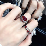 Hivava  New Fashion Creative Punk Gothic Thorns Love Heart Rings Vintage Open Rings For Women Party Jewelry Engagement Wedding Gift